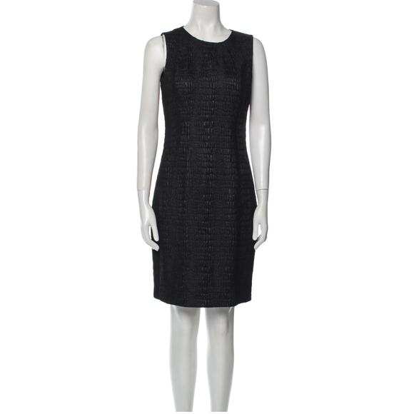 Elie Tahari Embossed Sleeveless Black Sheath Dress Size 12 - Picture 2 of 9